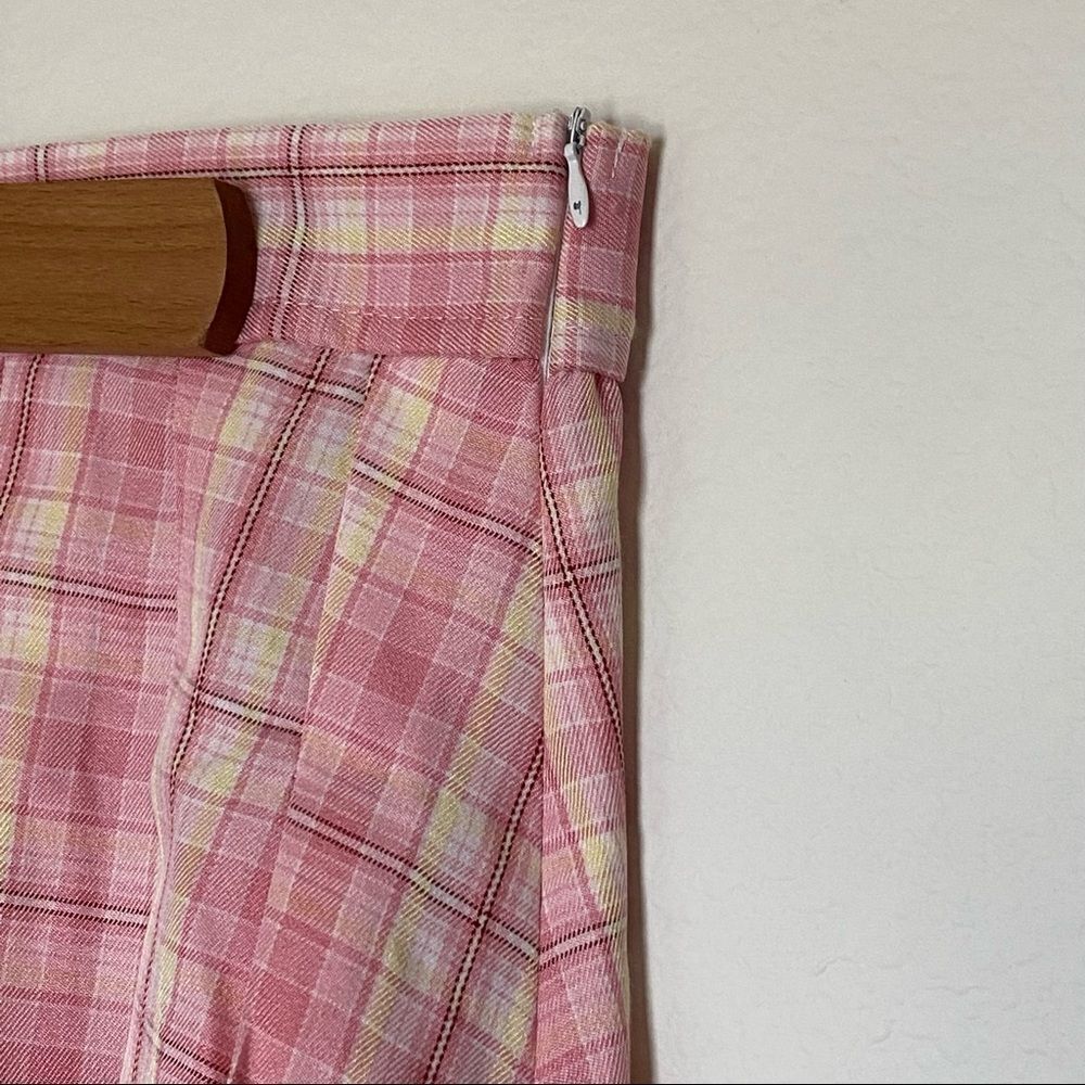 SHEIN Pleated Mini Skirt Plaid Pink Yellow Party Going Out Club - Picture 6 of 10